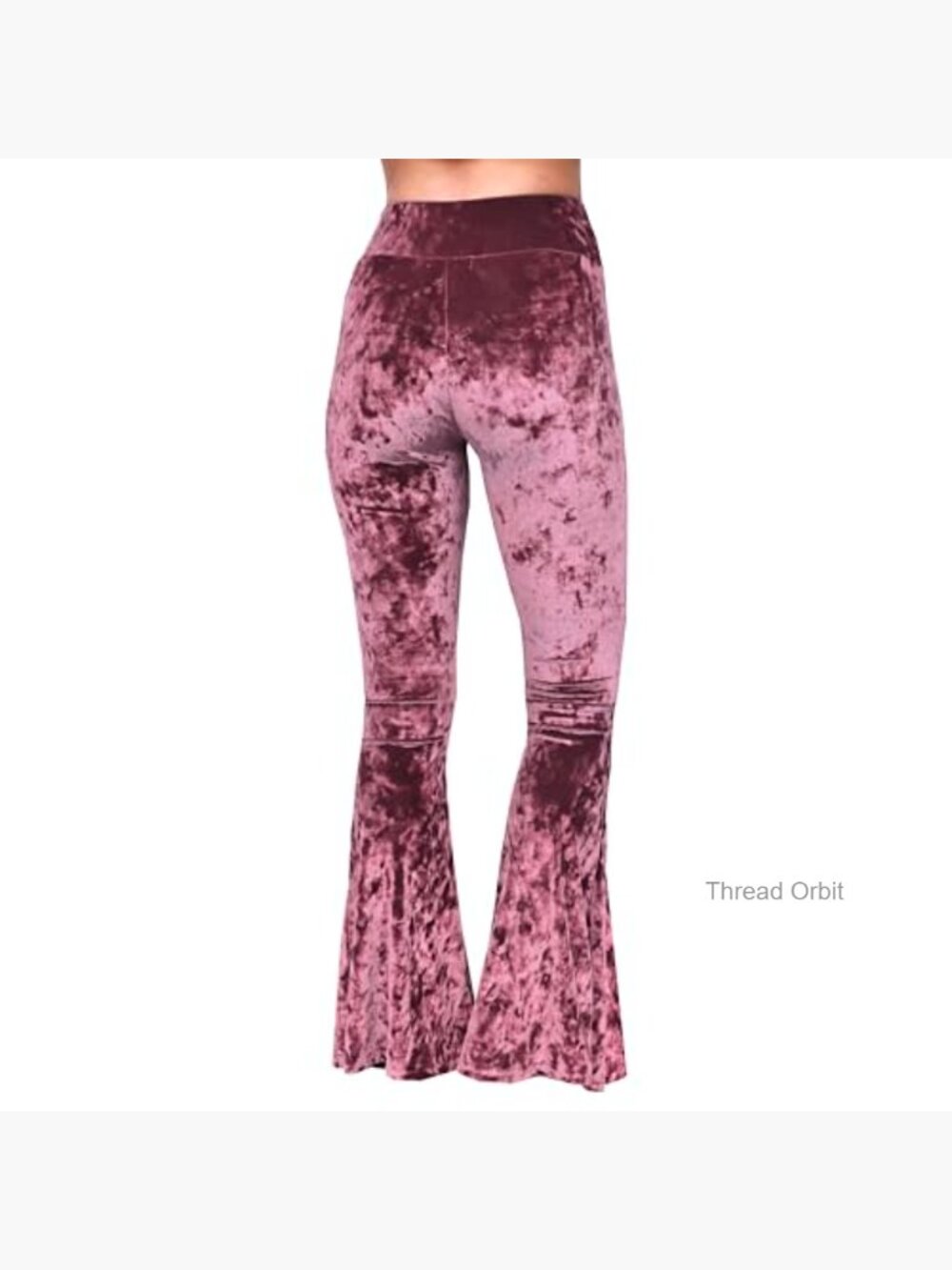 Crushed Velvet High Waisted Flare Yoga Loungewear Bell Bottom Pants - Picture 5 of 7